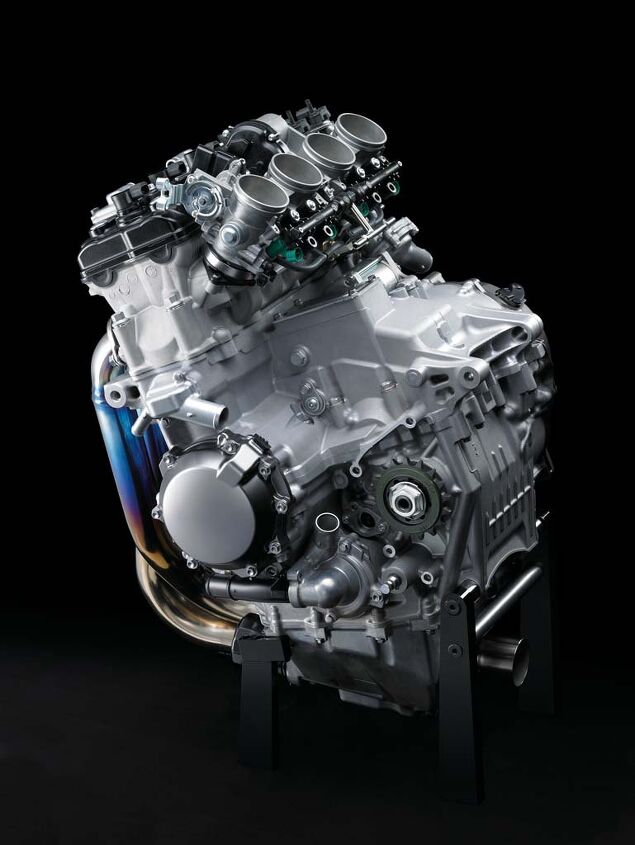 The 2016 engine features revised intake ports, larger (by 1mm) exhaust valves, with all valves now titanium. The cam profiles are new with more overlap and are chromoly. The crankshaft is lighter and the gearbox ratios are revised for better track performance. The pistons, conrods, cylinder liners, oil pan and cooling system are also new.